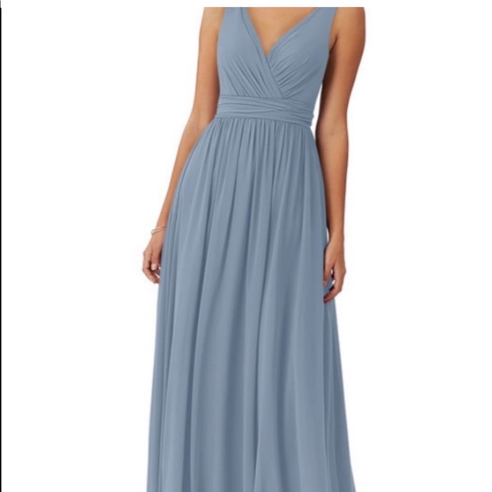 Azazie dusty blue Kora bridesmaid dress
